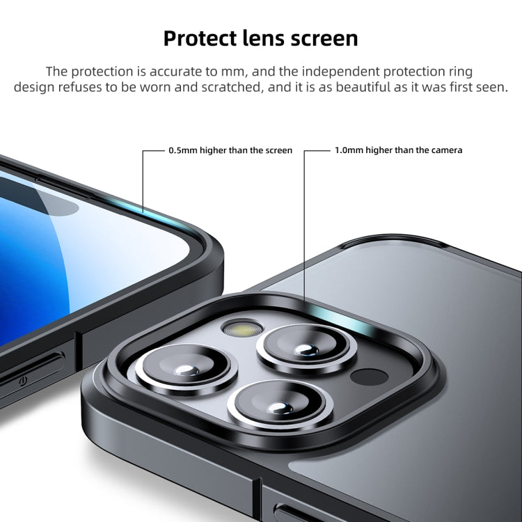 For iPhone 15 Pro Ice-Crystal Matte TPU Hard PC Phone Case(Black) - HoMEdemic™ 