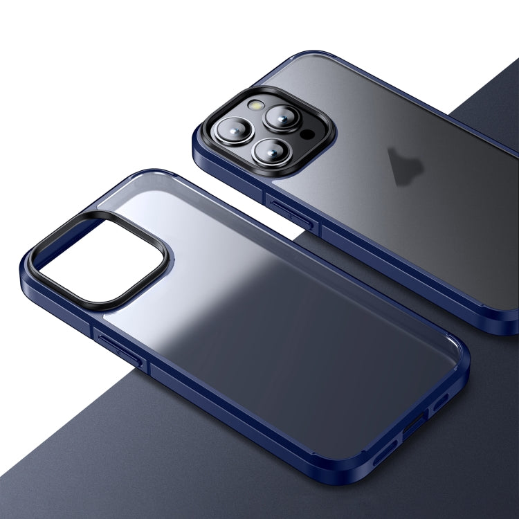 For iPhone 15 Pro Ice-Crystal Matte TPU Hard PC Phone Case(Blue) - HoMEdemic™ 