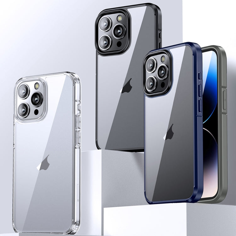 For iPhone 15 Pro Ice Crystal Transparent PC + TPU Phone Case(Black) - HoMEdemic™ 