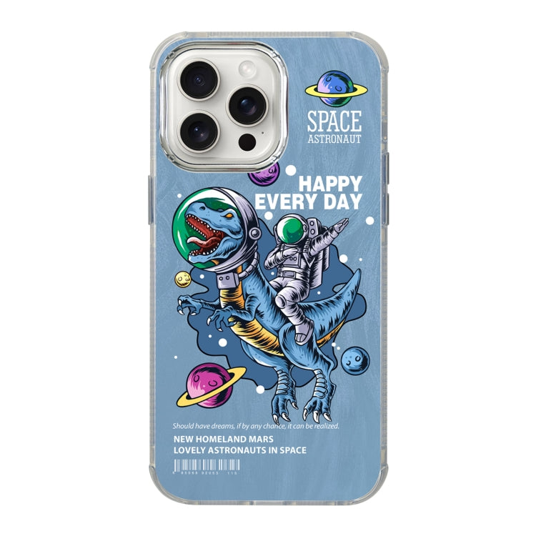 For iPhone 15 Pro Illustration Pattern Radiation Design Full Coverage Shockproof Phone Case(Blue Astronaut) - HoMEdemic™ 