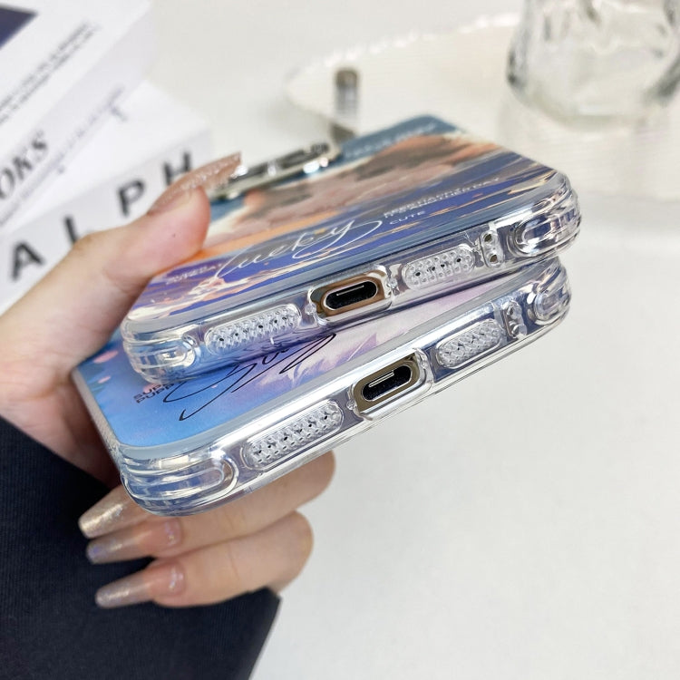 For iPhone 15 Pro Illustration Pattern Radiation Design Full Coverage Shockproof Phone Case(Blue Astronaut) - HoMEdemic™ 