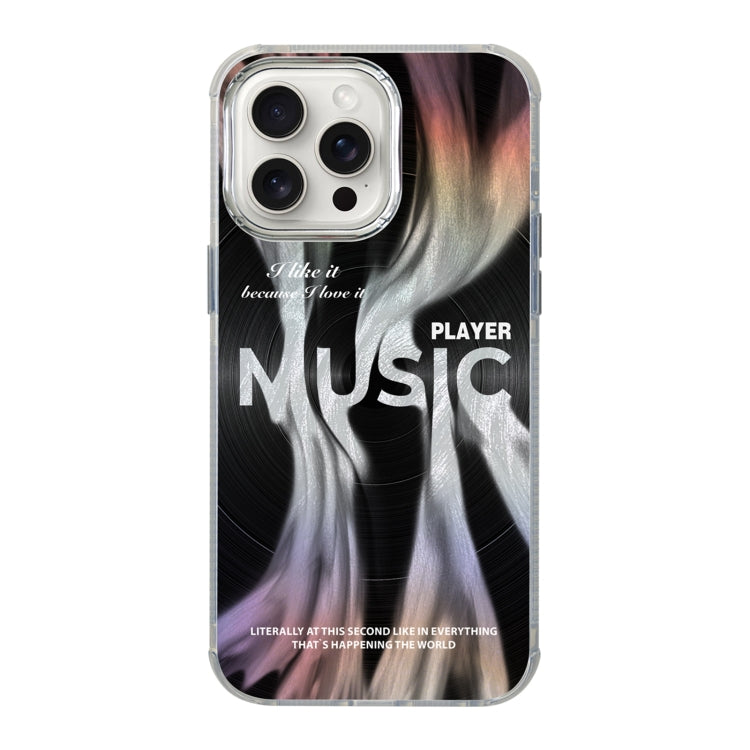 For iPhone 15 Pro Illustration Pattern Radiation Design Full Coverage Shockproof Phone Case(Music Records) - HoMEdemic™ 
