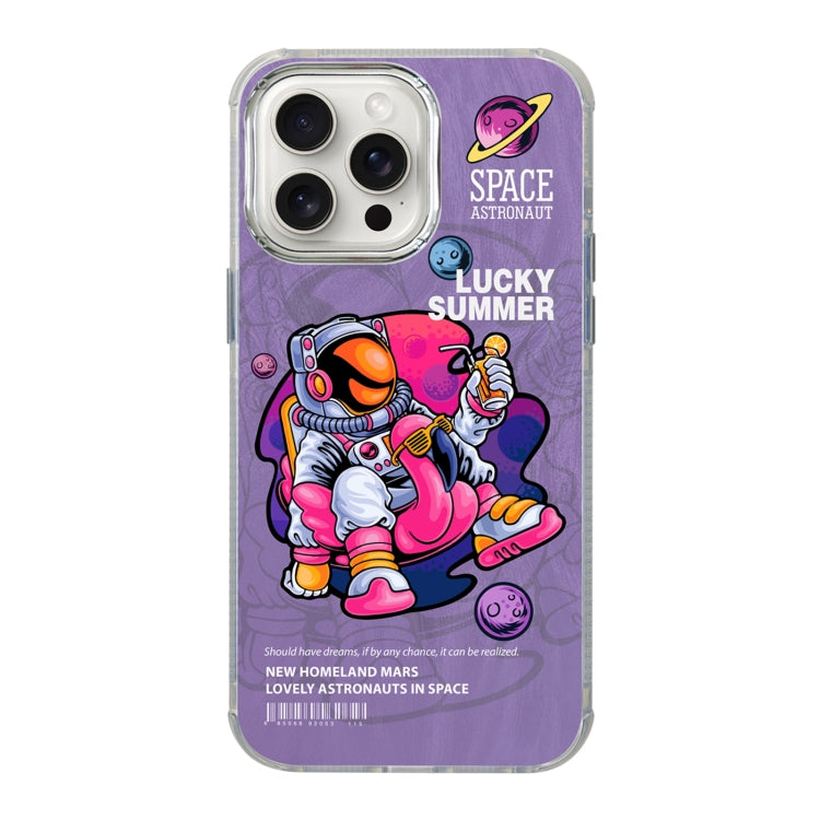 For iPhone 15 Pro Illustration Pattern Radiation Design Full Coverage Shockproof Phone Case(Purple Astronaut) - HoMEdemic™ 