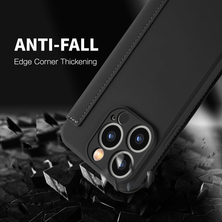 For iPhone 15 Pro Imitate Liquid Skin Feel Leather Phone Case with Card Slots(Black) - HoMEdemic™ 