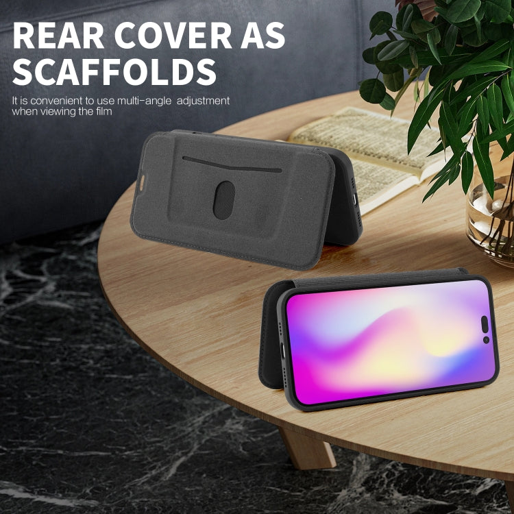 For iPhone 15 Pro Imitate Liquid Skin Feel Leather Phone Case with Card Slots(Black) - HoMEdemic™ 