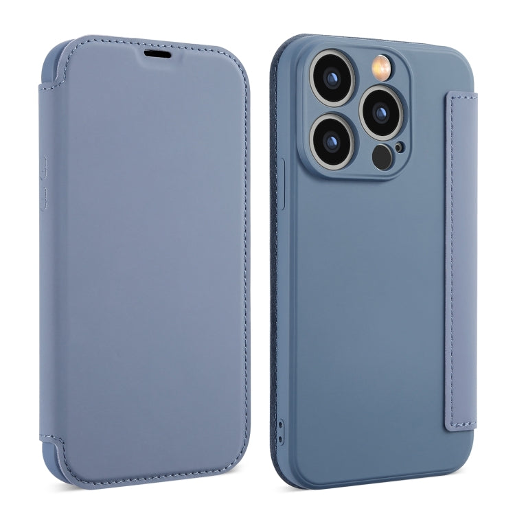 For iPhone 15 Pro Imitate Liquid Skin Feel Leather Phone Case with Card Slots(Grey) - HoMEdemic™ 