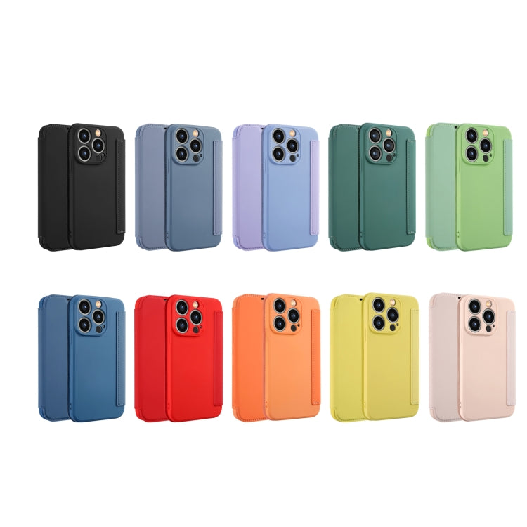 For iPhone 15 Pro Imitate Liquid Skin Feel Leather Phone Case with Card Slots(Orange) - HoMEdemic™ 