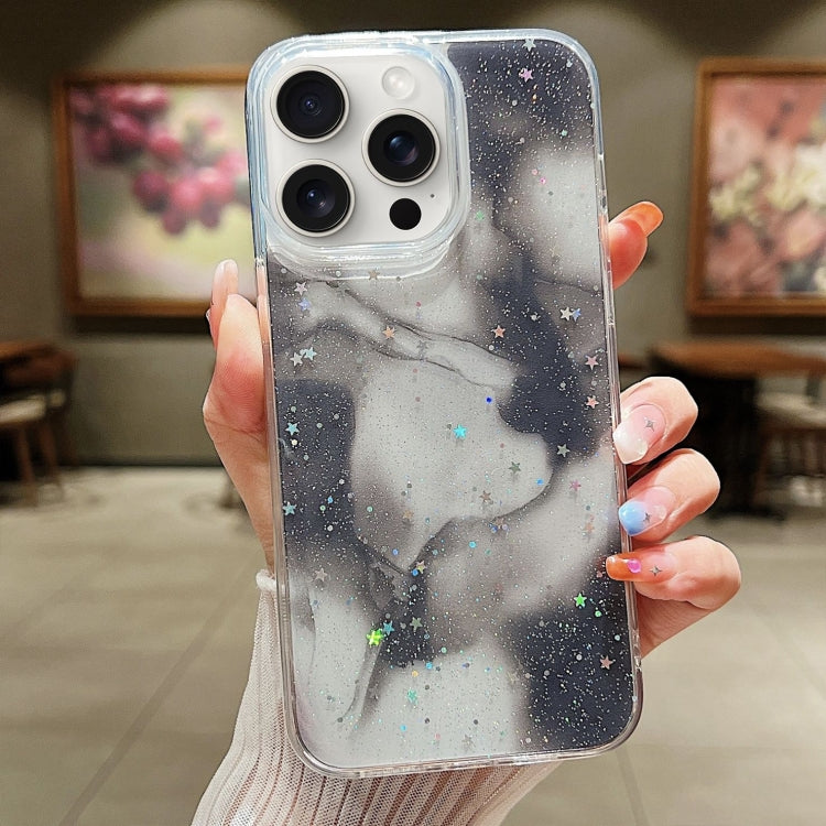 For iPhone 15 Pro Ink Smudged Glitter TPU Phone Case(Black) - HoMEdemic™ 