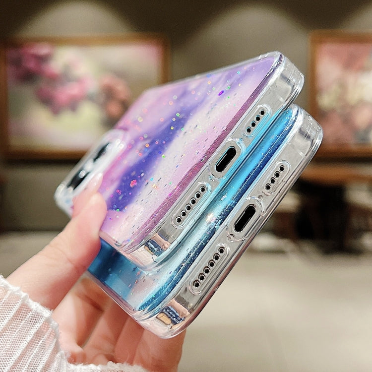 For iPhone 15 Pro Ink Smudged Glitter TPU Phone Case(Blue) - HoMEdemic™ 