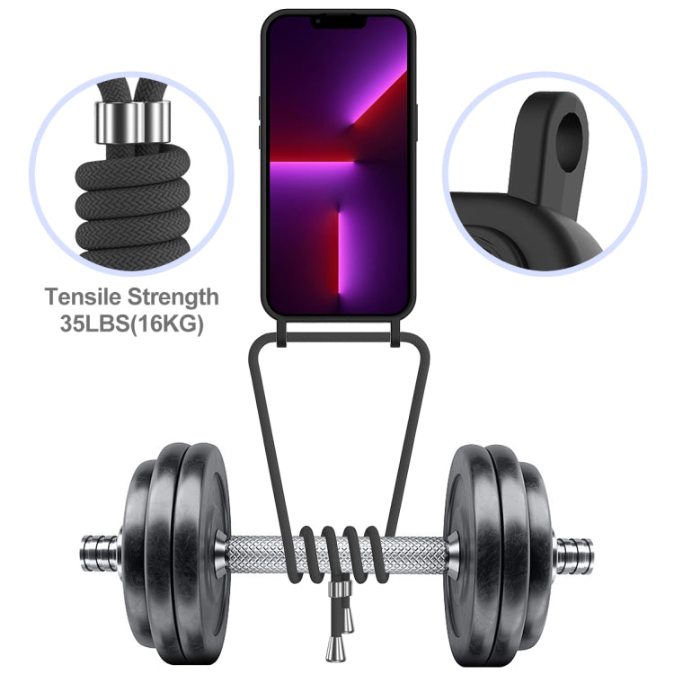 For iPhone 15 Pro Integrated Card Bag Solid Color Liquid Silicone Phone Case with Lanyard(Black) - HoMEdemic™ 