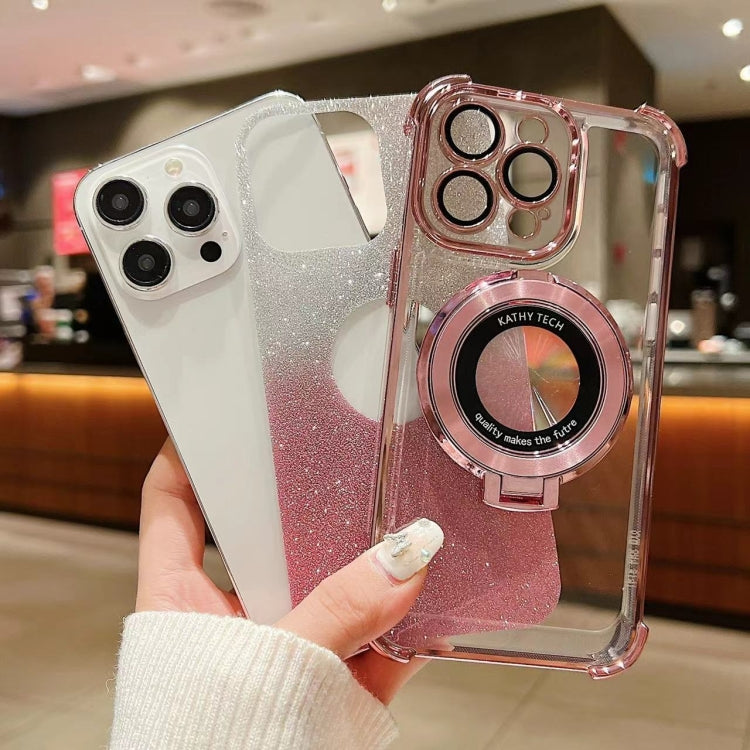 For iPhone 15 Pro Invisible Holder Gradient Glitter Magsafe Phone Case(Red) - HoMEdemic™ 