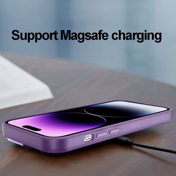 For iPhone 15 Pro Invisible Lens Bracket Matte Transparent MagSafe Phone Case(Purple) - HoMEdemic™ 