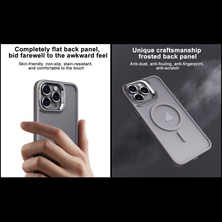 For iPhone 15 Pro Invisible Lens Holder PC + TPU Frosted MagSafe Phone Case(Gray) - HoMEdemic™ 