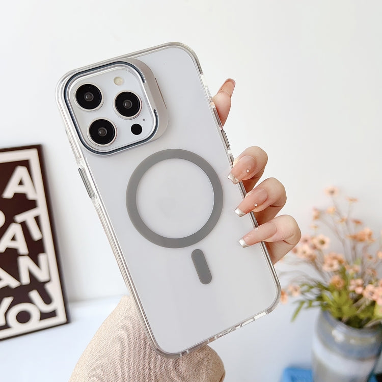For iPhone 15 Pro J2 High Transparent MagSafe Magnetic Frame Holder Phone Case(Grey) - HoMEdemic™ 