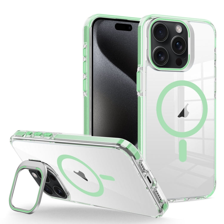 For iPhone 15 Pro J2 High Transparent MagSafe Magnetic Frame Holder Phone Case(Matcha Green) - HoMEdemic™ 