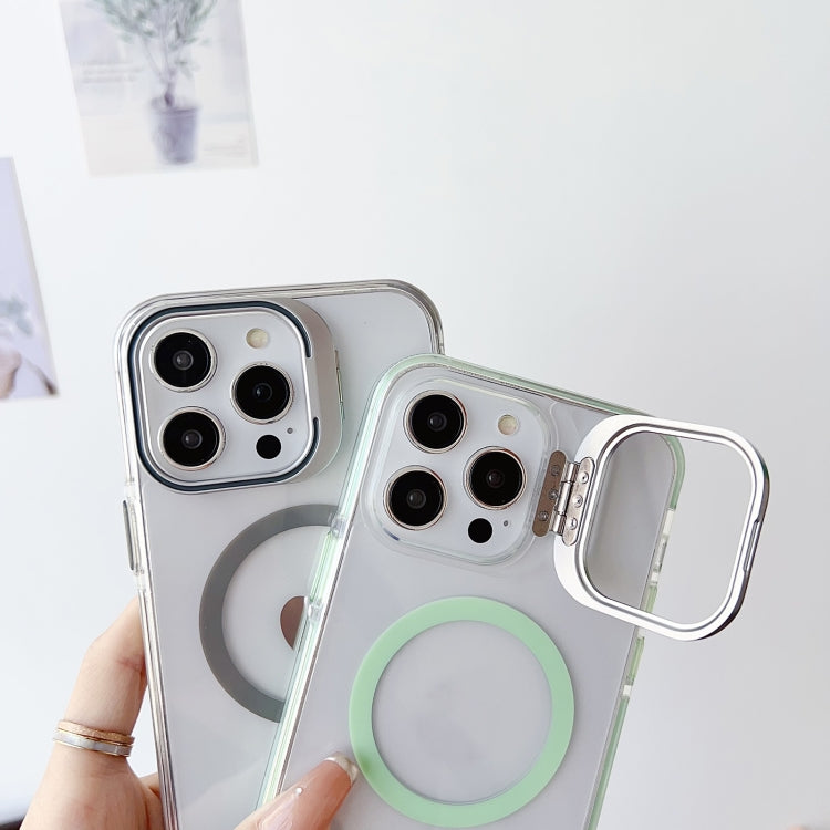 For iPhone 15 Pro J2 High Transparent MagSafe Magnetic Frame Holder Phone Case(Matcha Green) - HoMEdemic™ 