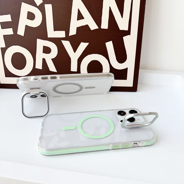 For iPhone 15 Pro J2 High Transparent MagSafe Magnetic Frame Holder Phone Case(Matcha Green) - HoMEdemic™ 