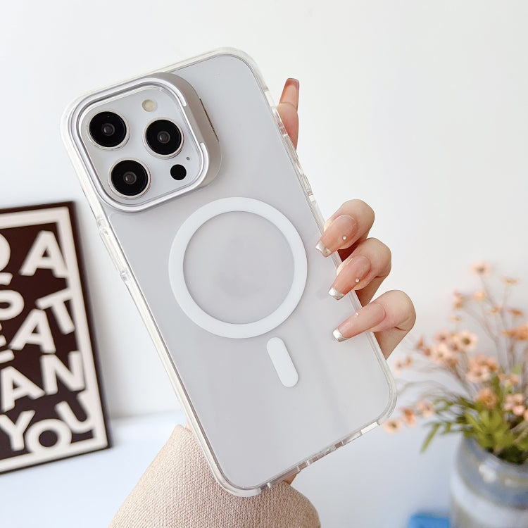For iPhone 15 Pro J2 High Transparent MagSafe Magnetic Frame Holder Phone Case(White) - HoMEdemic™ 