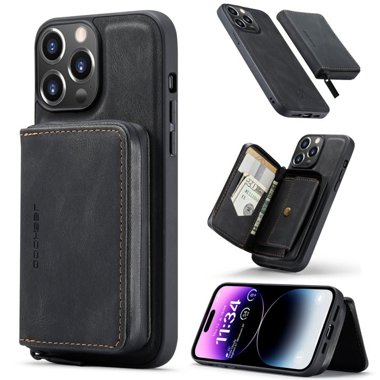 For iPhone 15 Pro JEEHOOD Magnetic Zipper Wallet Leather Phone Case(Black) - HoMEdemic™ 