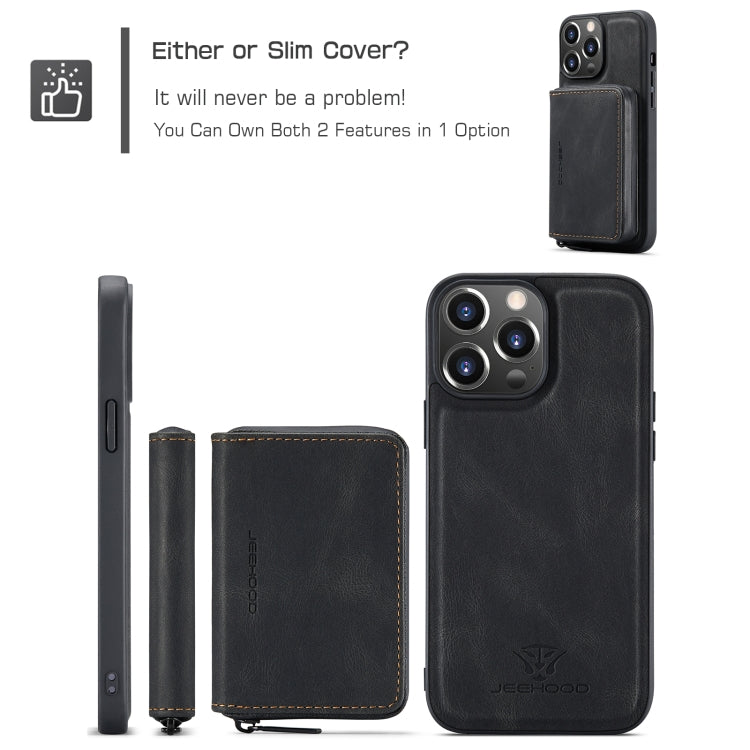 For iPhone 15 Pro JEEHOOD Magnetic Zipper Wallet Leather Phone Case(Black) - HoMEdemic™ 