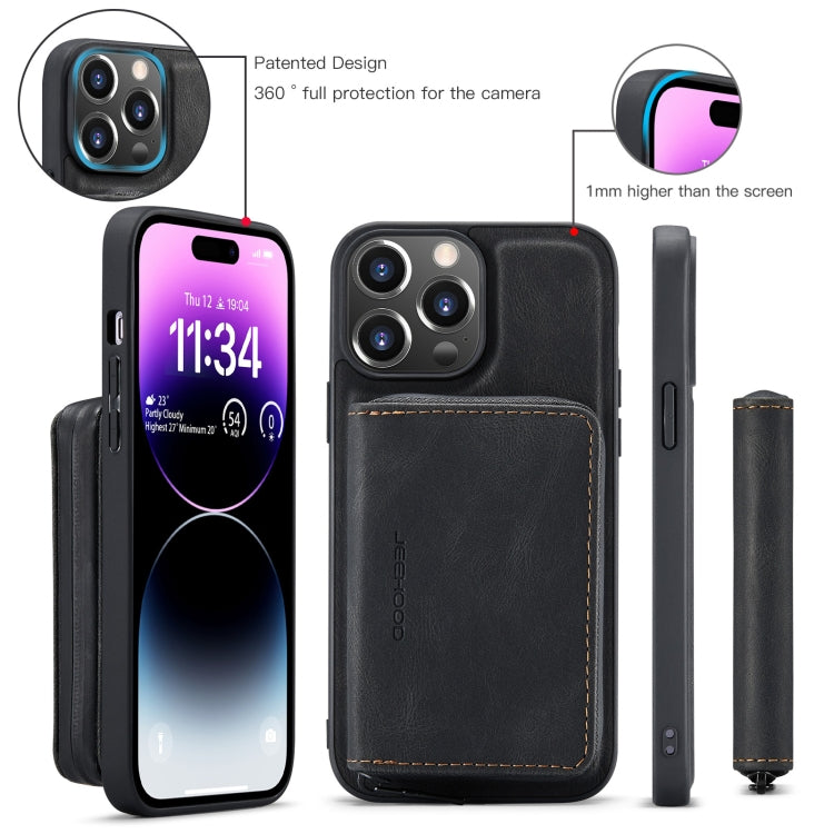 For iPhone 15 Pro JEEHOOD Magnetic Zipper Wallet Leather Phone Case(Black) - HoMEdemic™ 