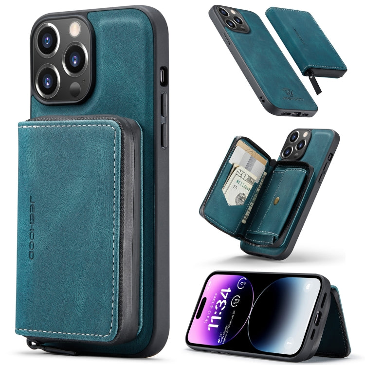 For iPhone 15 Pro JEEHOOD Magnetic Zipper Wallet Leather Phone Case(Blue) - HoMEdemic™ 
