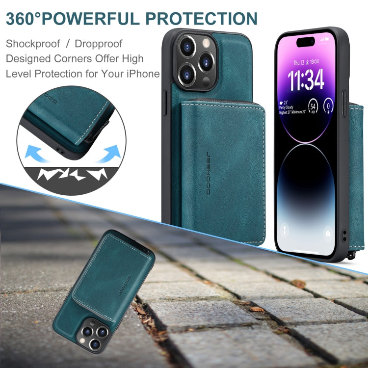 For iPhone 15 Pro JEEHOOD Magnetic Zipper Wallet Leather Phone Case(Blue) - HoMEdemic™ 