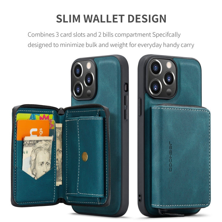 For iPhone 15 Pro JEEHOOD Magnetic Zipper Wallet Leather Phone Case(Blue) - HoMEdemic™ 
