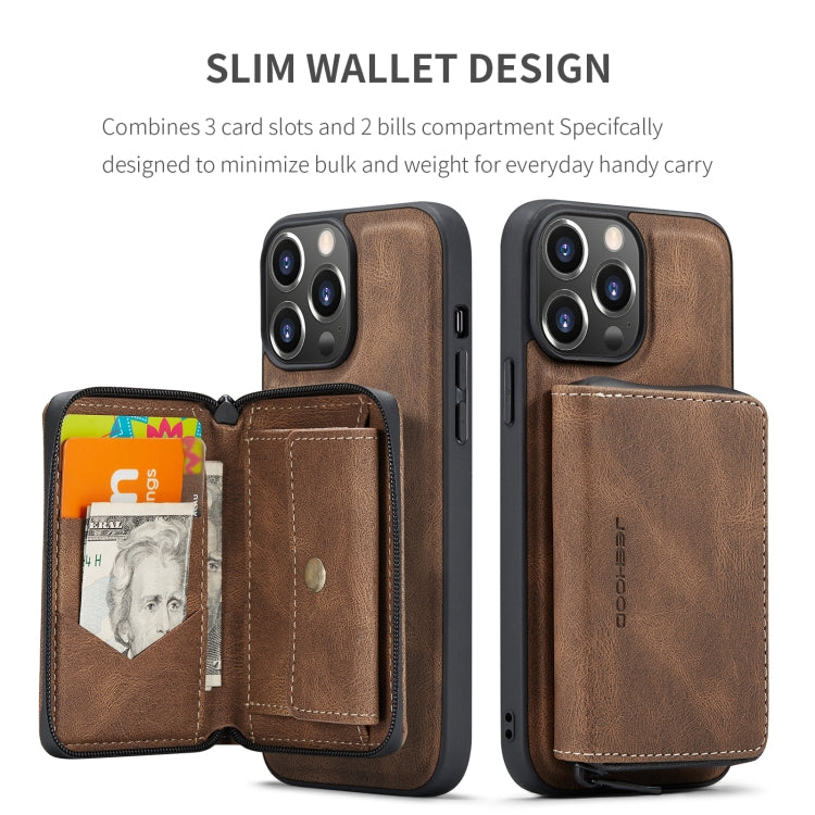 For iPhone 15 Pro JEEHOOD Magnetic Zipper Wallet Leather Phone Case(Brown) - HoMEdemic™ 