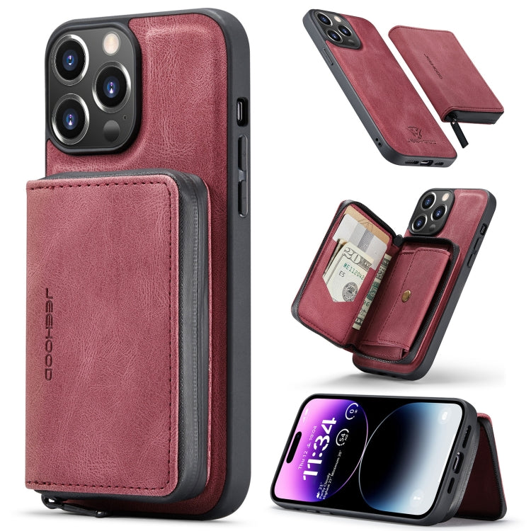 For iPhone 15 Pro JEEHOOD Magnetic Zipper Wallet Leather Phone Case(Red) - HoMEdemic™ 
