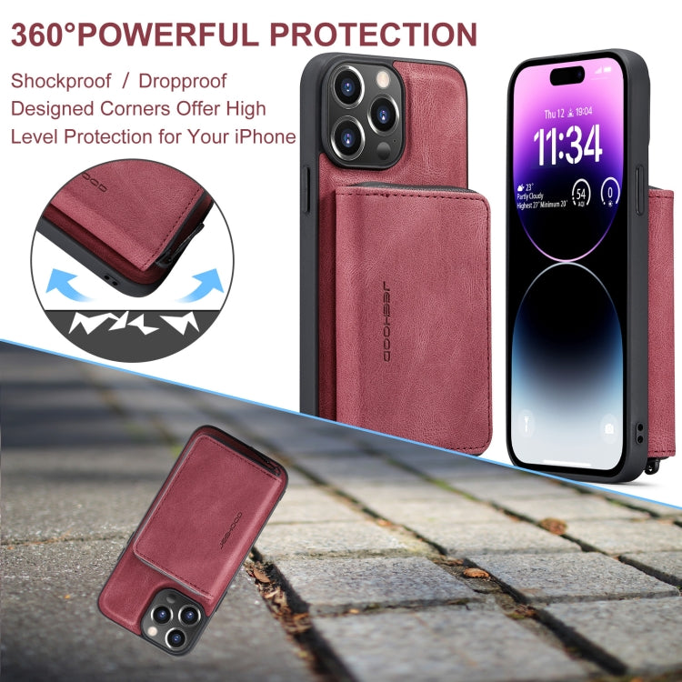 For iPhone 15 Pro JEEHOOD Magnetic Zipper Wallet Leather Phone Case(Red) - HoMEdemic™ 