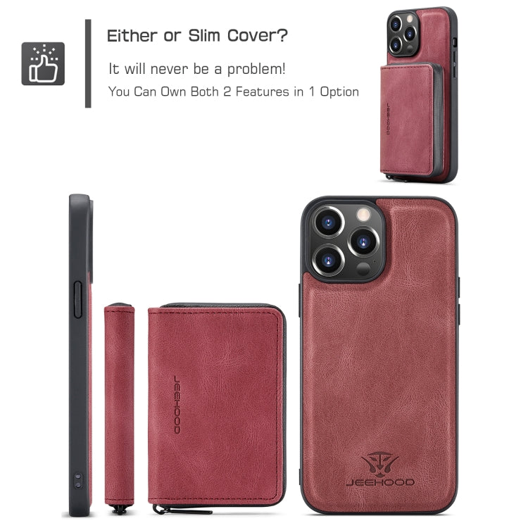For iPhone 15 Pro JEEHOOD Magnetic Zipper Wallet Leather Phone Case(Red) - HoMEdemic™ 