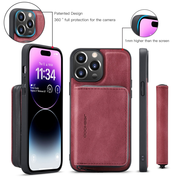For iPhone 15 Pro JEEHOOD Magnetic Zipper Wallet Leather Phone Case(Red) - HoMEdemic™ 