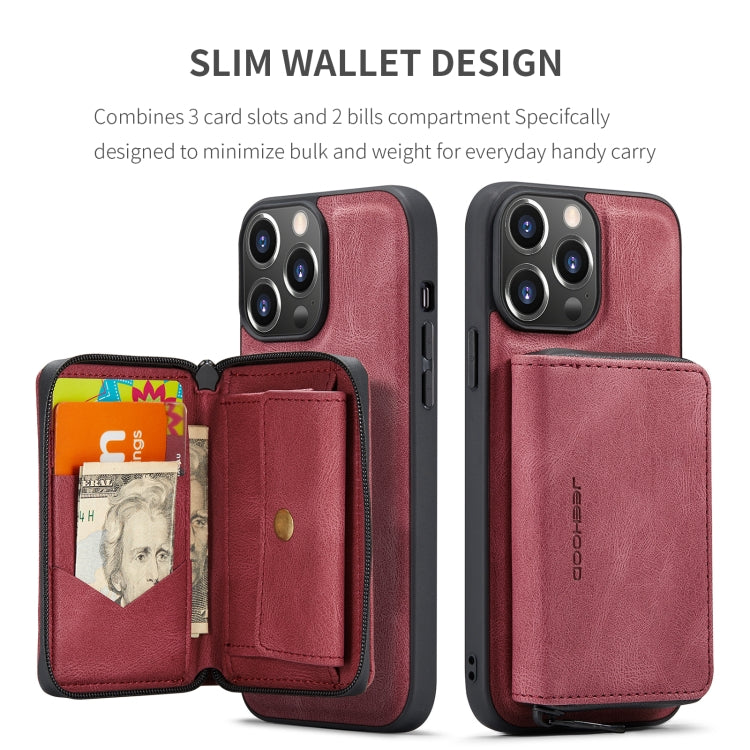 For iPhone 15 Pro JEEHOOD Magnetic Zipper Wallet Leather Phone Case(Red) - HoMEdemic™ 