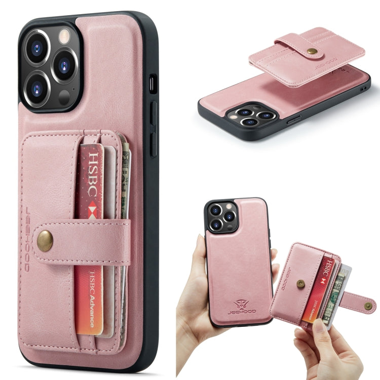 For iPhone 15 Pro JEEHOOD RFID Blocking Anti-Theft Magnetic PU Phone Case(Pink) - HoMEdemic™ 