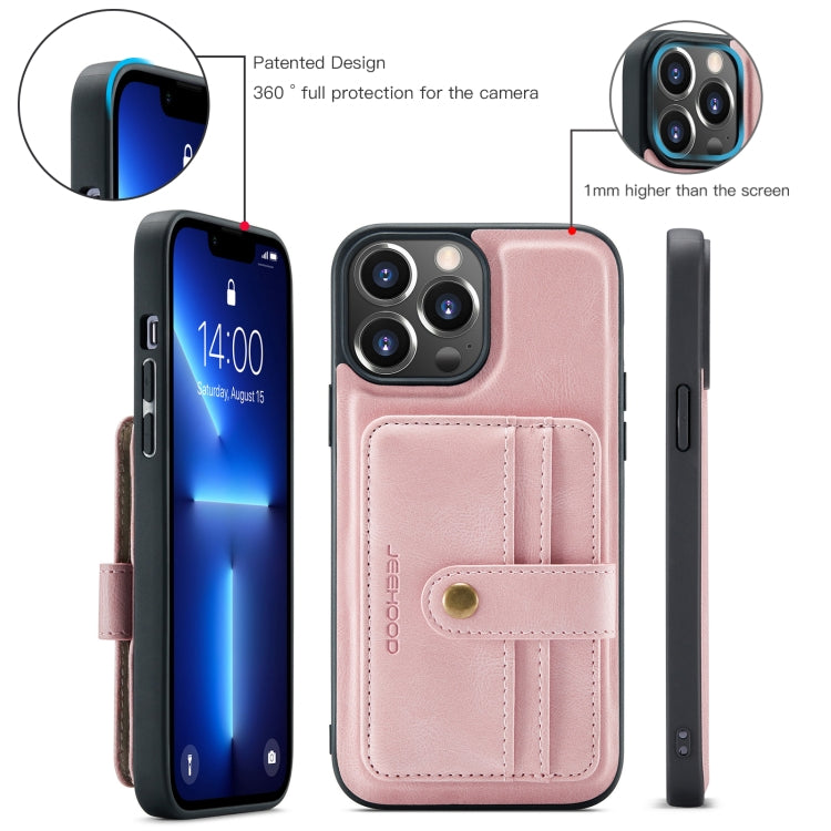 For iPhone 15 Pro JEEHOOD RFID Blocking Anti-Theft Magnetic PU Phone Case(Pink) - HoMEdemic™ 