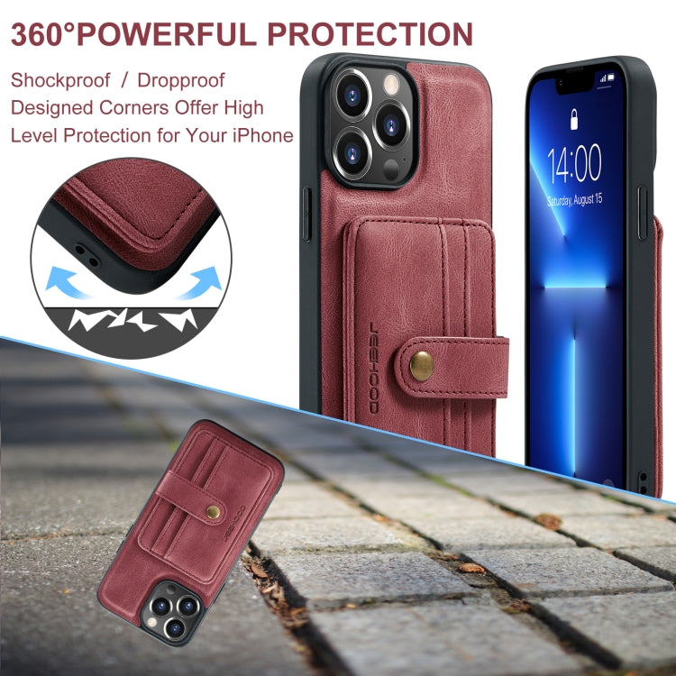 For iPhone 15 Pro JEEHOOD RFID Blocking Anti-Theft Magnetic PU Phone Case(Red) - HoMEdemic™ 