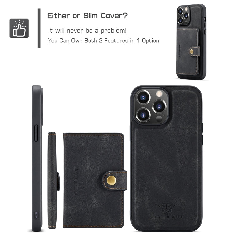 For iPhone 15 Pro JEEHOOD Retro Magnetic Detachable Leather Phone Case(Black) - HoMEdemic™ 