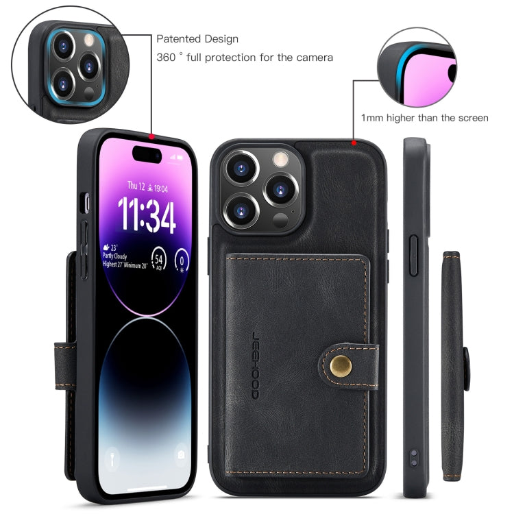 For iPhone 15 Pro JEEHOOD Retro Magnetic Detachable Leather Phone Case(Black) - HoMEdemic™ 
