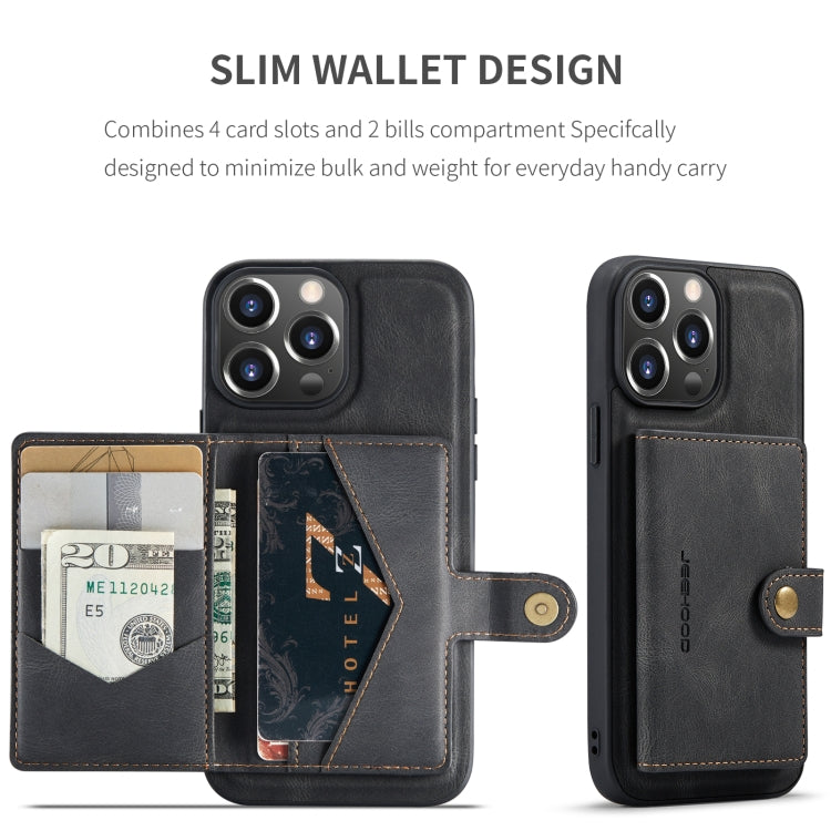 For iPhone 15 Pro JEEHOOD Retro Magnetic Detachable Leather Phone Case(Black) - HoMEdemic™ 