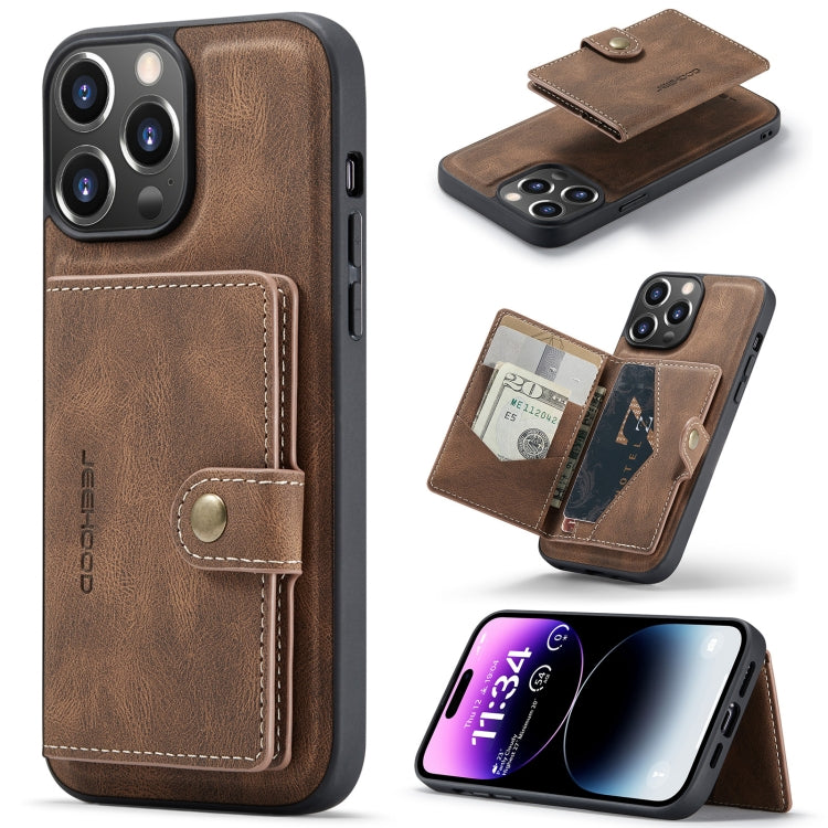For iPhone 15 Pro JEEHOOD Retro Magnetic Detachable Leather Phone Case(Brown) - HoMEdemic™ 
