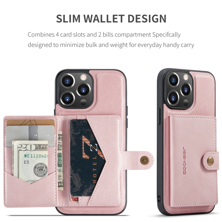 For iPhone 15 Pro JEEHOOD Retro Magnetic Detachable Leather Phone Case(Pink) - HoMEdemic™ 