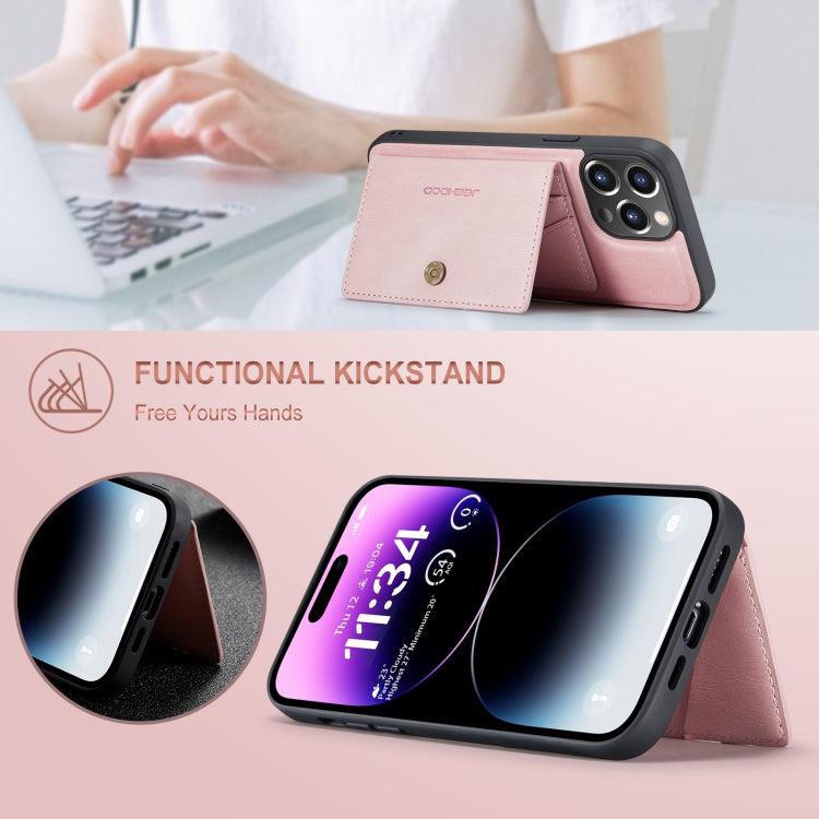For iPhone 15 Pro JEEHOOD Retro Magnetic Detachable Leather Phone Case(Pink) - HoMEdemic™ 