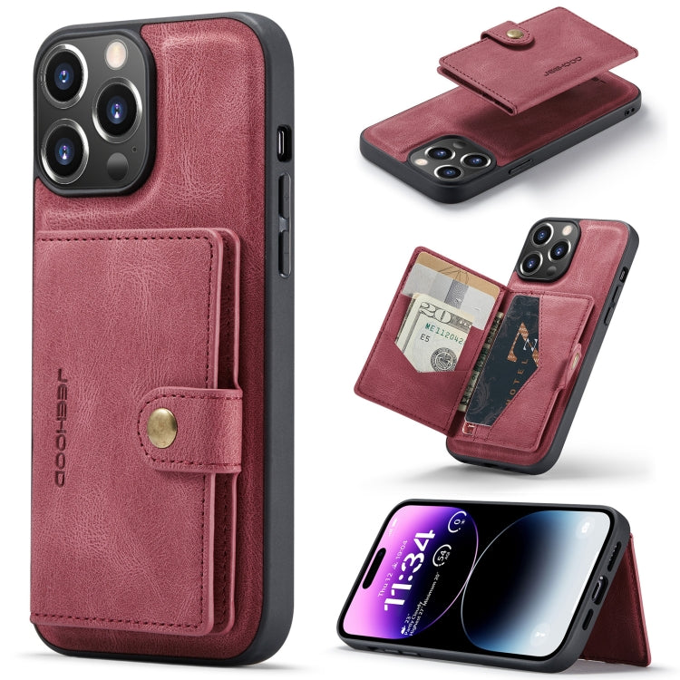 For iPhone 15 Pro JEEHOOD Retro Magnetic Detachable Leather Phone Case(Red) - HoMEdemic™ 