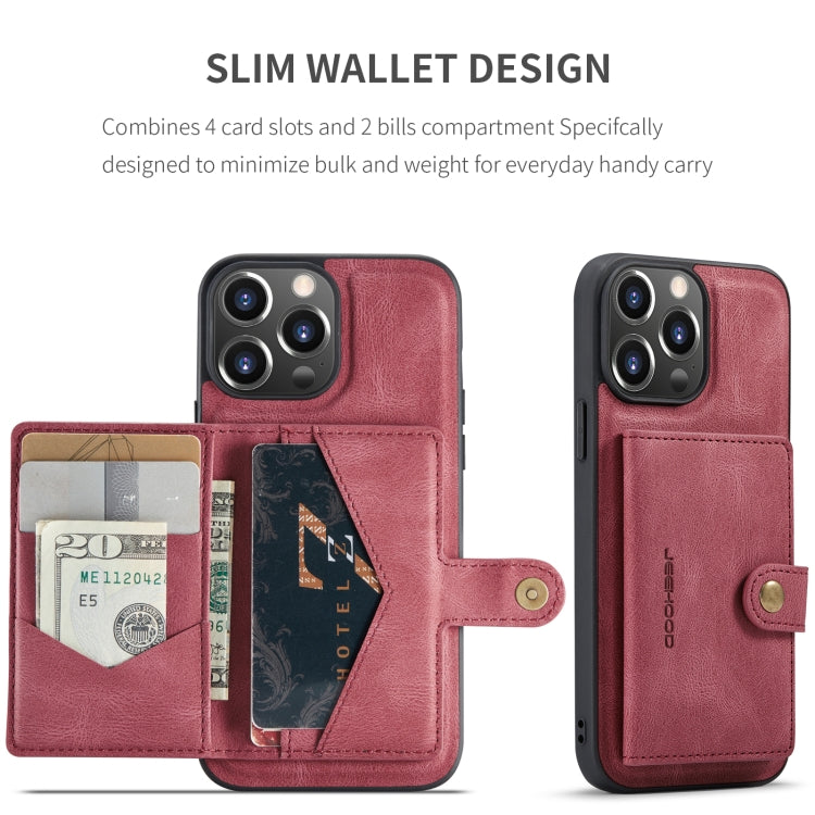 For iPhone 15 Pro JEEHOOD Retro Magnetic Detachable Leather Phone Case(Red) - HoMEdemic™ 