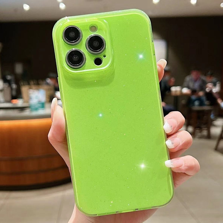 For iPhone 15 Pro Jelly Glitter Solid Color TPU Phone Case(Fluorescent Green) - HoMEdemic™ 