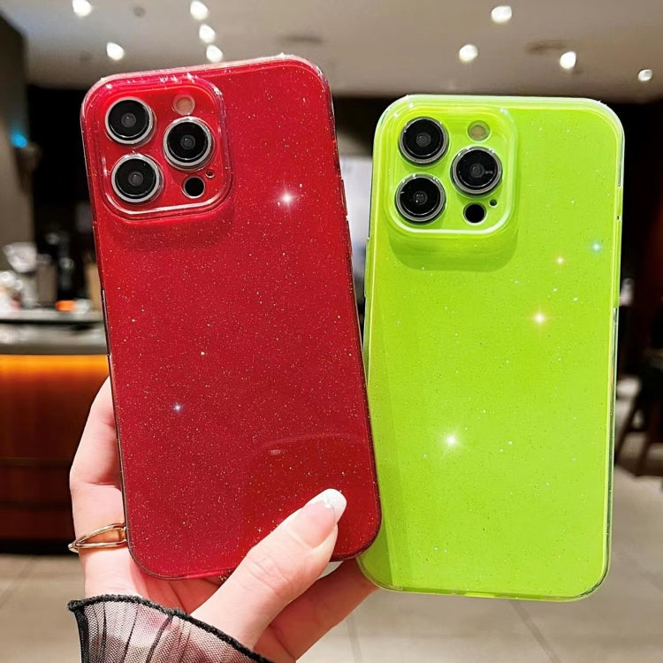 For iPhone 15 Pro Jelly Glitter Solid Color TPU Phone Case(Fluorescent Green) - HoMEdemic™ 