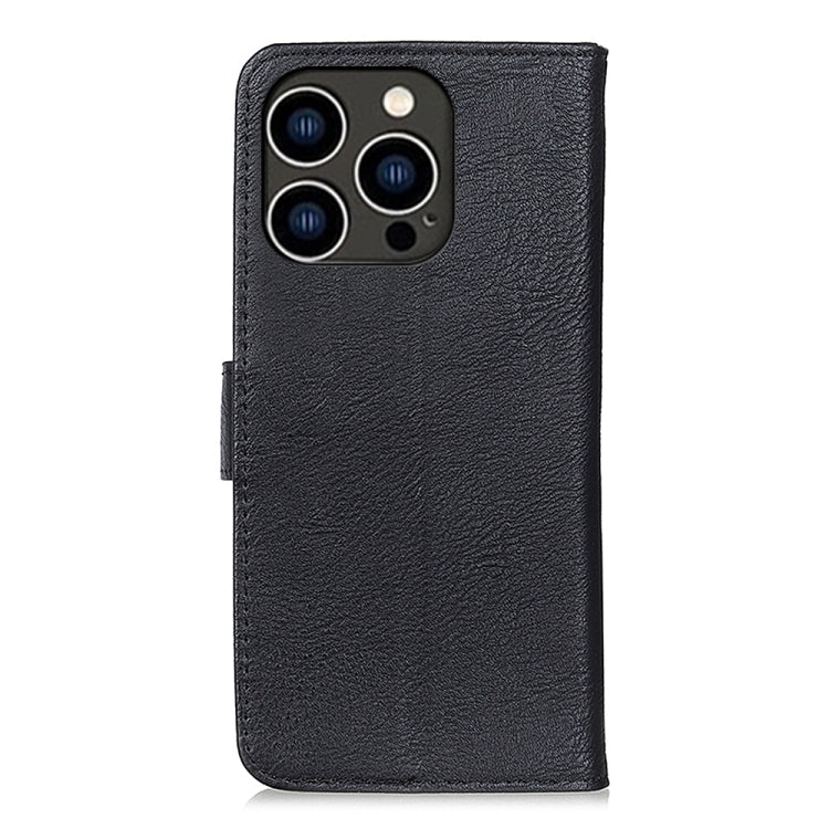 For iPhone 15 Pro KHAZNEH Cowhide Texture Horizontal Flip Leather Phone Case(Black) - HoMEdemic™ 