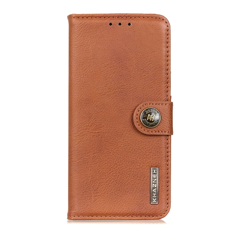 For iPhone 15 Pro KHAZNEH Cowhide Texture Horizontal Flip Leather Phone Case(Brown) - HoMEdemic™ 