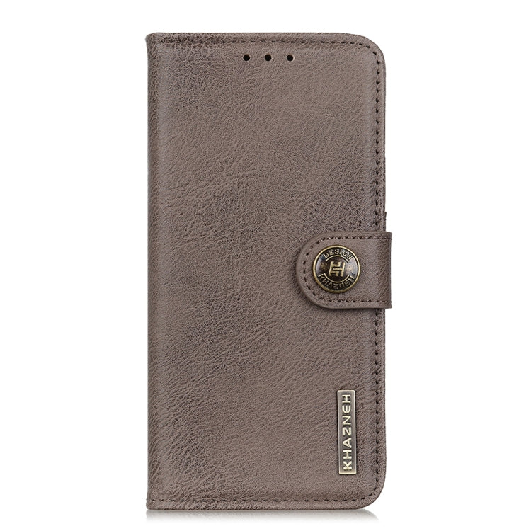 For iPhone 15 Pro KHAZNEH Cowhide Texture Horizontal Flip Leather Phone Case(Khaki) - HoMEdemic™ 